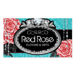 Vintage Ornate Red Roses Business Cards