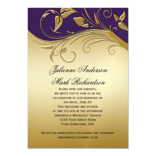 royal purple wedding invitations vintage ornate royal purple gold swirls wedding 5x7 paper royal purple wedding invitations vintage ornate royal purple gold swirls wedding 5x7 paper