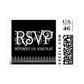 Vintage Ornate - RSVP - Black Postage Stamp