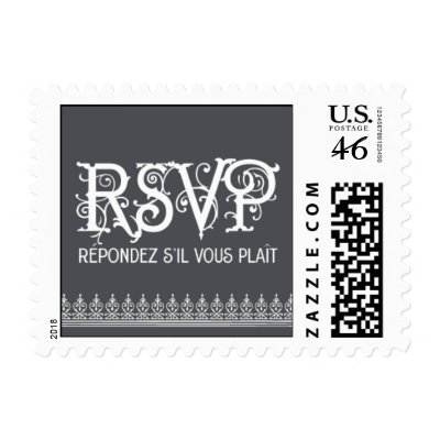 Vintage Ornate - RSVP - Gray Postage Stamp