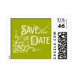Vintage Ornate - Save the Date - Green Postage Stamps