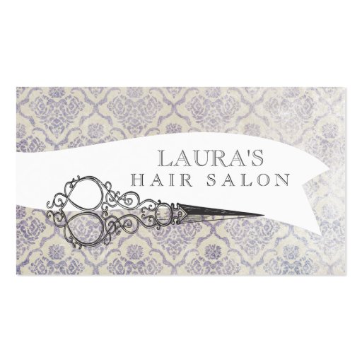 Vintage Ornate Scissors Hair Salon Business Cards (front side)