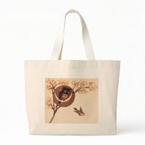 Vintage Owl in Moon Tote Bag
