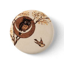 Vintage Owl in Moon Pin