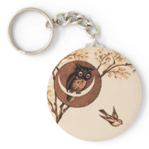 Vintage Owl in Moon Keychains