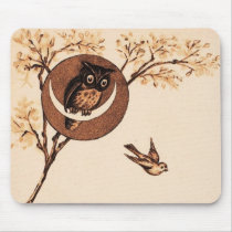 Vintage Owl in Moon Mouse Pads