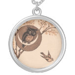 Vintage Owl in Moon Necklace