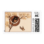 Vintage Owl In Moon Postage