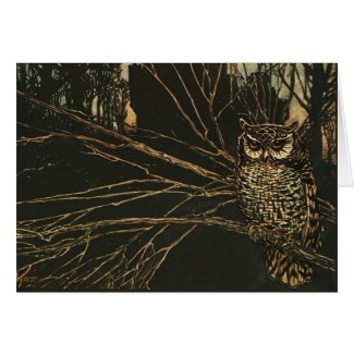 Vintage Owl in the Woods Greeting Card