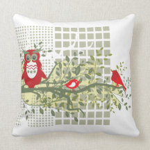 vintage owls throw pillow white