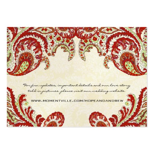 Vintage Paisley Damask Table Place Cards Business Card Templates (back side)