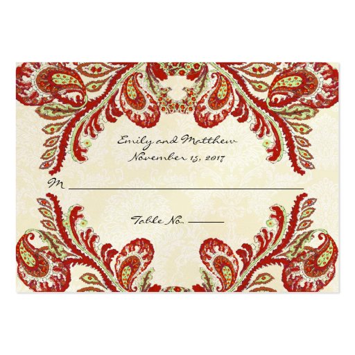 Vintage Paisley Damask Table Place Cards Business Card Templates