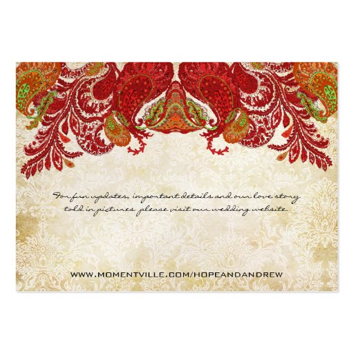 Vintage Paisley Damask Table Place Cards Business Cards (back side)