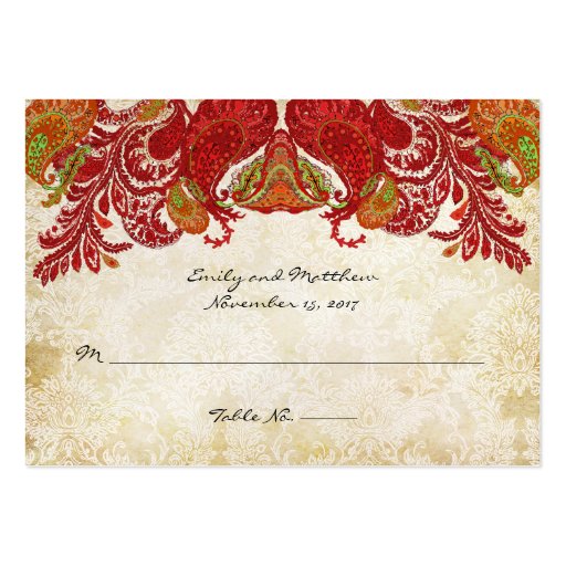 Vintage Paisley Damask Table Place Cards Business Cards (front side)