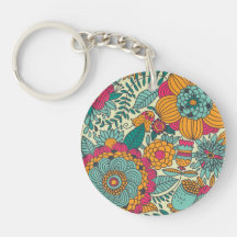 Vintage Paisley Flowers Acrylic Keychain