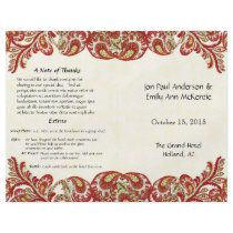 Vintage Paisley Peacock Red Wedding Program Flyer