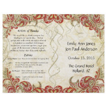 Vintage Paisley Peacock Red Wedding Program Flyers