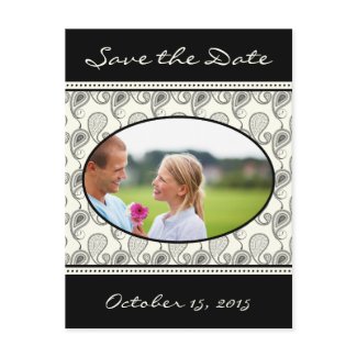 Vintage Paisley Save The Date with Your Photos postcard