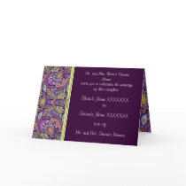 Vintage Paisley Wedding Invitation Plum & White cards