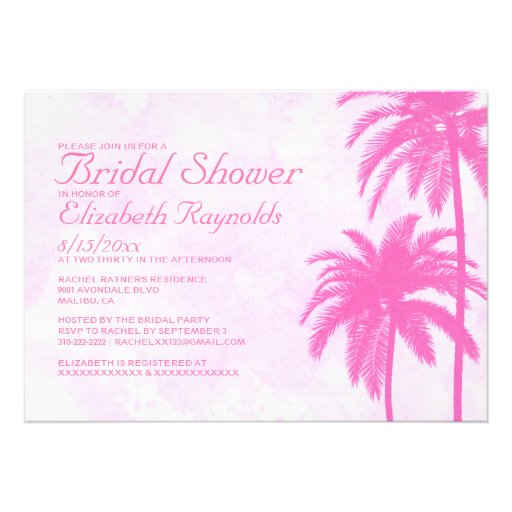 Vintage Palm Tree Beach Bridal Shower Invitations