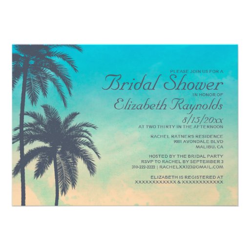 Vintage Palm Tree Bridal Shower Invitations