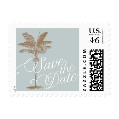 Vintage Palm Tree Save the Date Stamp