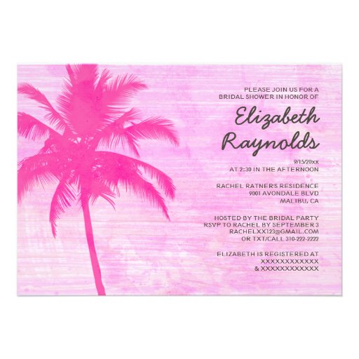 Vintage Palm Trees Beach Bridal Shower Invitations
