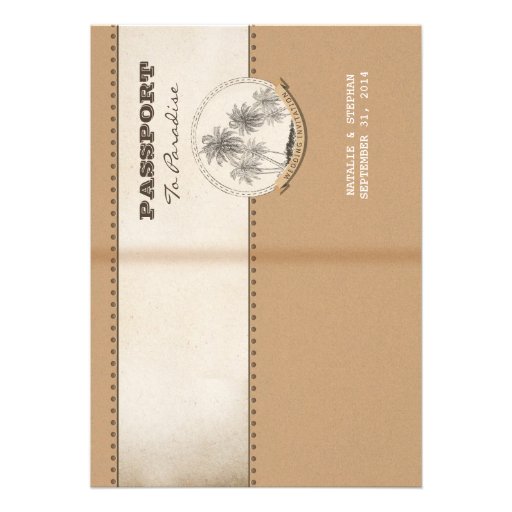 vintage palms wedding passport invitations