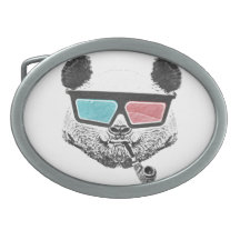 Vintage panda 3-D glasses Belt Buckles