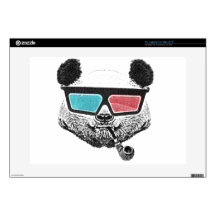 Vintage panda 3-D glasses Laptop Decal