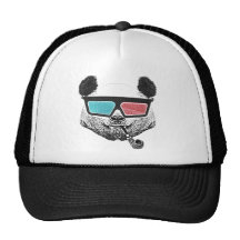 Vintage panda 3-D glasses Mesh Hats