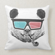 Vintage panda 3-D glasses Throw Pillow