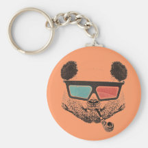 Vintage panda 3D glasses Key Chains