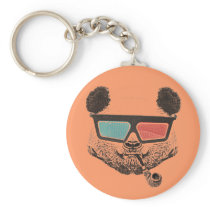 Vintage panda 3D glasses Key Chains
