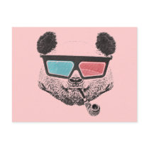 Vintage panda 3D glasses Postcard