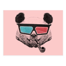 panda, crazy, fun, funny, 80 &#39;S, colors, very Nice, Nice, beautiful, bear, flash, pipe, 3D-glasses, glasses, animal, hope, created, strange graphs, photographs, Postkort med brugerdefineret grafisk design