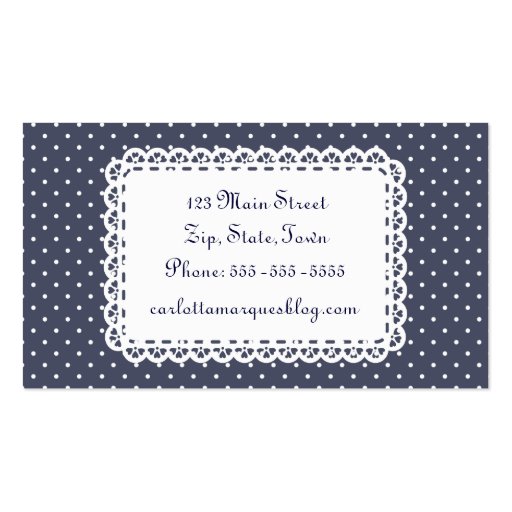 Vintage Pansy Flowers & Doily Homemade Business Card (back side)