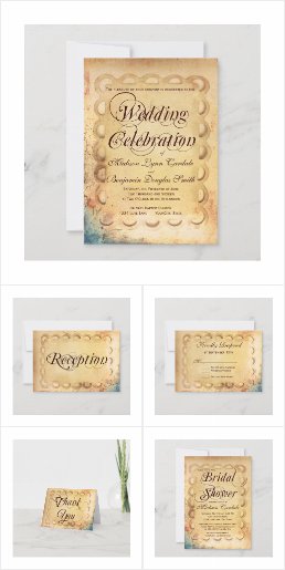 Vintage Paper Distressed Wedding Invitation Set