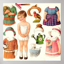 Vintage Paper Dolls Print