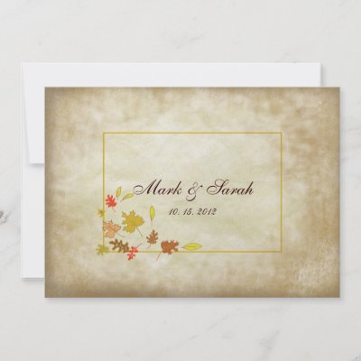 Vintage Paper Falling Leaves II Wedding Invitation by CoutureDesigns