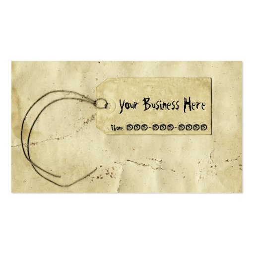 Vintage Paper Price Tag Business Card (front side)