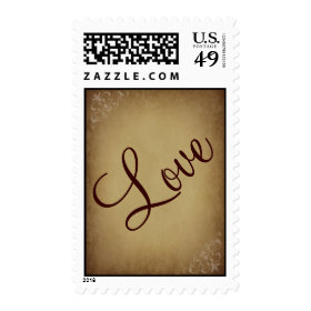 Vintage Paper Rustic LOVE Wedding Postage Stamps