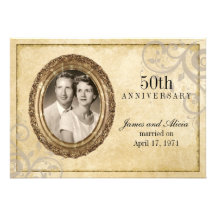 Vintage Parchment Anniversary Invitation