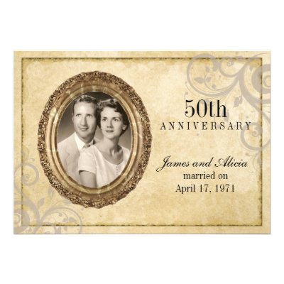 Vintage Parchment Anniversary Invitation