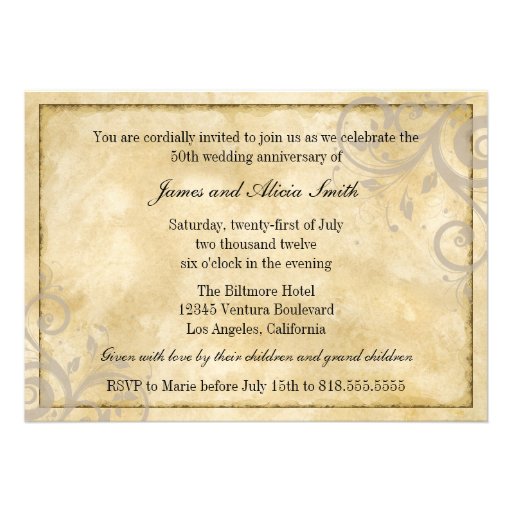 Vintage Parchment Anniversary Invitation