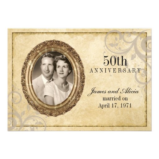 Vintage Parchment Anniversary Invitation (front side)