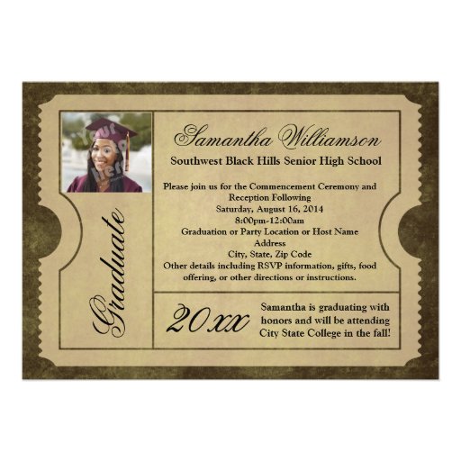 Vintage Parchment Graduation Ticket Invitations (front side)