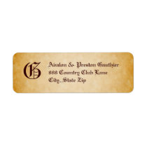 Vintage Parchment Monogram Christmas Address Label