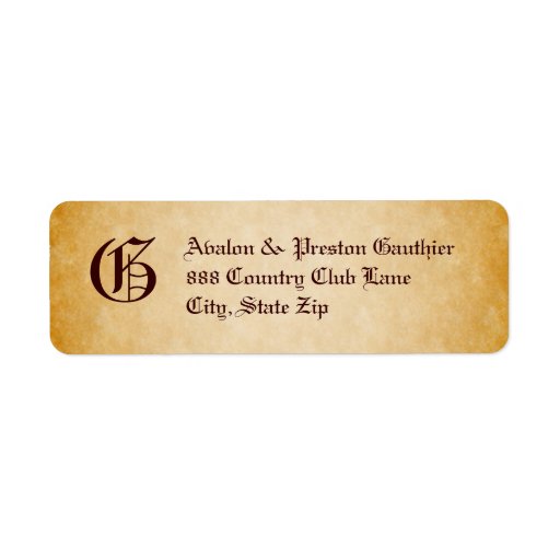 Vintage Parchment Monogram Christmas Address Label