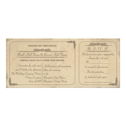 Vintage Parchment Ticket Wedding Invite and RSVP